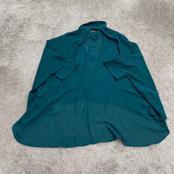 Forever 21 Oversized Cropped Sheer Shirt Womens Small Green Embroidered Casual - Picture 2 of 10